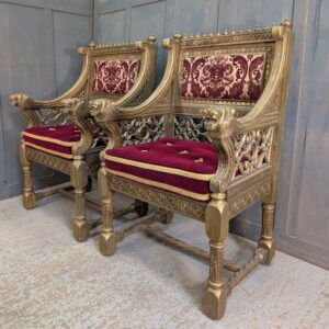 Highly Dramatic Eastern Baroque Bishop's Throne Chairs