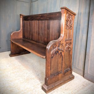 Carved Gothic Choir Pew from a Tunbridge Wells Church
