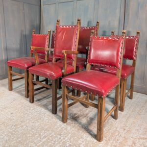 1550's Style from the 1950's Six Leather Upholstered Dining Chairs