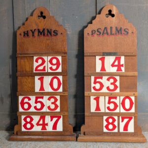 Vintage Oak Hymns & Psalms Boards with Numbers from St Peter & Paul Merthyr Tydfil