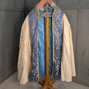 1930's Vintage Cream Blue & Gold Silk Damask Cope Project