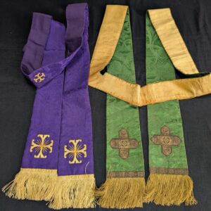 Two Vintage Stoles one Purple one Green