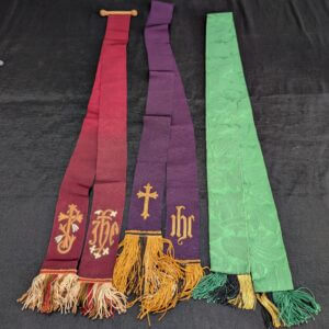Three Vintage Bible Bookmarks Maroon Purple & Green