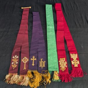 Four Vintage Religious Bookmarks Red Green Purple & Maroon