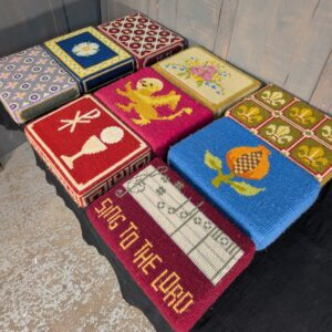 Set of Nine Hand Embroidered Kneelers Hassocks Cushions with Various Designs #10