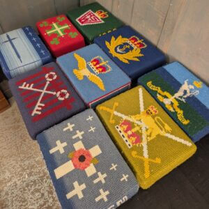 Set of Nine Hand Embroidered Kneelers Hassocks Cushions with Various Designs #13