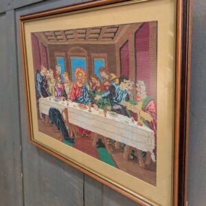 1980's Vintage Framed Woolwork of The Last Supper