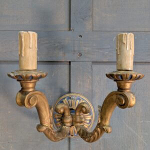 Carved 1920's Vintage Double Wooden Wall Sconce Light - PROJECT