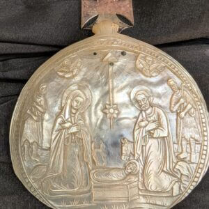 Exquisite Antique Carved Mother of Pearl Baptismal Holywater Shell Spoon Scoop