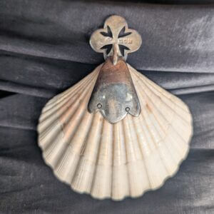 1899 Victorian Baptismal Shell with Sterling Silver Cross Handle