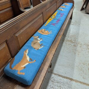Long Embroidered Church Kneeler Cushion with English Animals