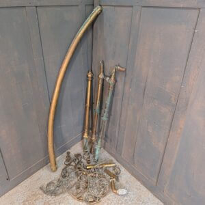 Victorian Eccleisistical Brass Handrail with three Upstands and Decorations