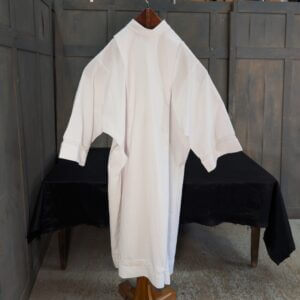 Priest's Alb with Pleats & Cotton Lace on Hem & Sleeves
