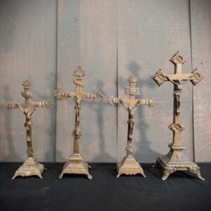 Antique Ornate Belgian Convent Small Table Crucifixes (4)