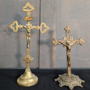 Antique Belgian Convent Small Table Crucifixes (2)