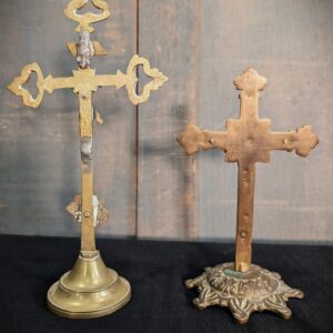 Antique Belgian Convent Small Table Crucifixes (2)