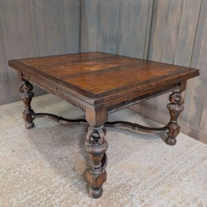 1930's Mahogany Wavy X-Shape Frame Large Draw Leaf Table