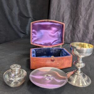 George Adams Cased Complete 1867 Solid Silver Communion Travel Kit
