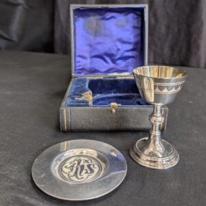 Smaller Size Silver Plate Victorian Communion Travel Set