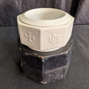 Antique Cox & Son Miniature Parian Travel Baptismal Font in Case