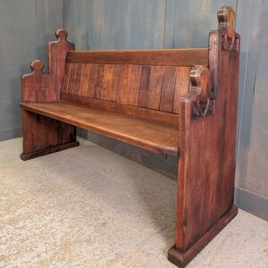 Carved End Vintage Oak Choir Pew from St Andrew's Liverpool