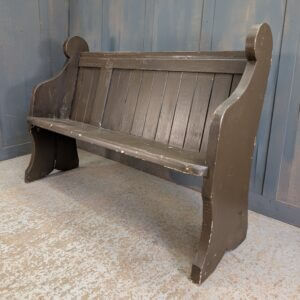 Curved End Antique Painted T&G Church Pew Bench