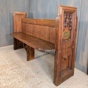 Excellent Victorian Carved Gothic Choir Pew Bench #1