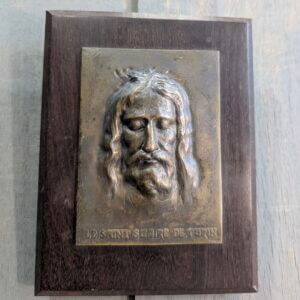 Cast Bronze & Ebony Vintage Mask of Christ 'The Holy Shroud of Turin'