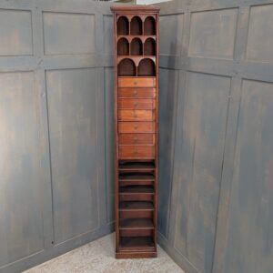 Unusual Super Narrow Skinny Handmade Victorian Mahogany Drawer & Shelf Cabinet