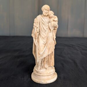 Small Battered Antique Plaster Religious Statue of St Joseph & Child