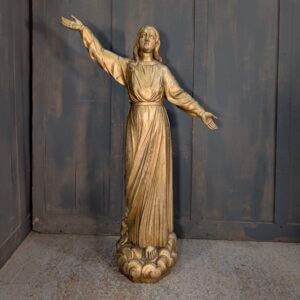 Large Vintage Gilt Finished Carved Oak Religious Statue The Immaculate Conception