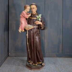 Excellent Antique Billaux-Grosse Religious Statue of Anthony of Padua with Child