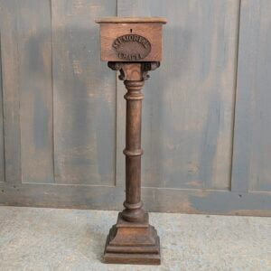 Sweet Antique Oak Memorial Chapel Collection Box on Stand