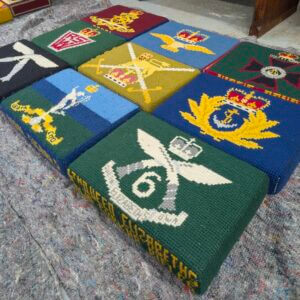 Set of Nine Hand Embroidered Kneelers Hassocks Cushions with Military Interest #13
