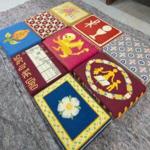 Set of Nine Hand Embroidered Kneelers Hassocks Cushions with Various Designs #10