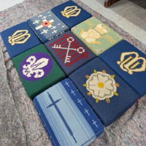 Set of Nine Miscellanous Hand Embroidered Kneelers Hassocks Cushions #3