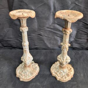 Heavy Medium Size Cast Iron Pricket Candlesticks