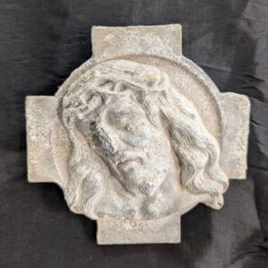 Vintage French Zinc Plaque depicting the head of Christ