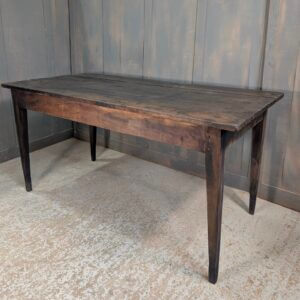 Dark Stained Antique French Elm Plank Dining Table