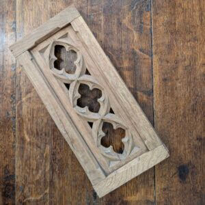 Small Antique Carved Oak Quatrefoil Panel Feature