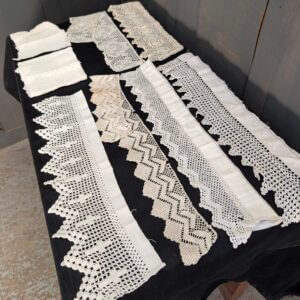 Eight Assorted Vintge Church Lace Sections Borders & Cuffs