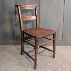 Lovely Patina Pre-War Elm & Beech Church Chapel Chairs with Pilgrim Back