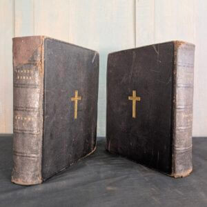 Victorian Scotts Bible Leather Bound in Two Volumes