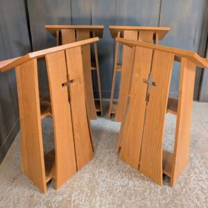 Solid Oak Contemporary Taller Size Prayer Desks with Crosses