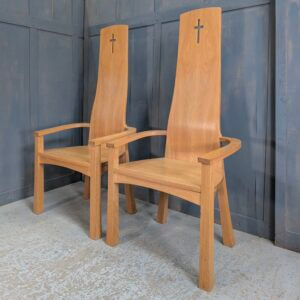 Post Modern 1970's 'Space Age' Oak & Oak Ply Throne Chairs