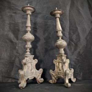 Ornate Early 20th Century Baroque Style Pricket Candlesticks