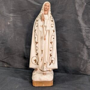 1950's Portuguese Chalkware Religious Statue Our Lady of Fatima