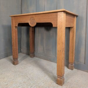 Larger Size 1950's Vintage Oak Credence Table 'IHS'