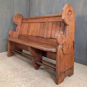 Attractive 1890's Carved Gothic Pitch Pine Church Pews Benches from a Private Chapel in Grays