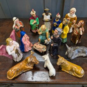 Charming 16 Piece Handmade Pottery Nativity Set by G.V.E